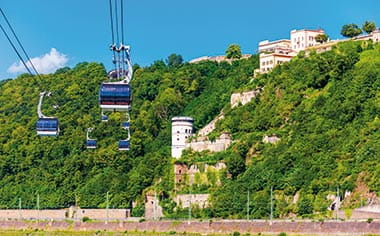 The cable car at Ehrenbreitstein Fortress in Koblenz, Germany